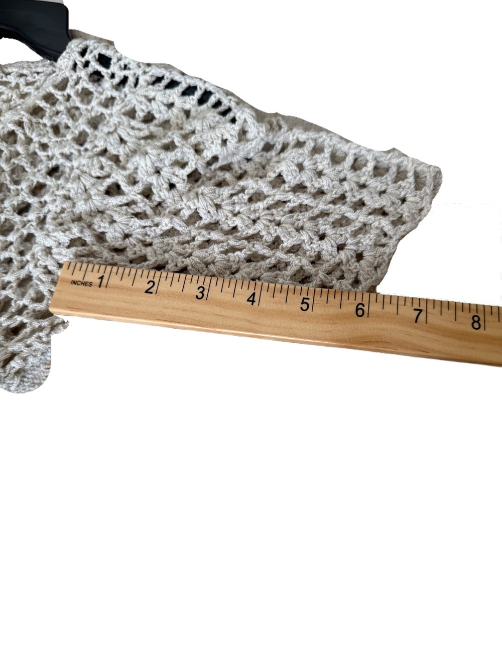 Y2K Boho Open Crochet Knit Layering Top in Natural Beige Small - Picture 9 of 9
